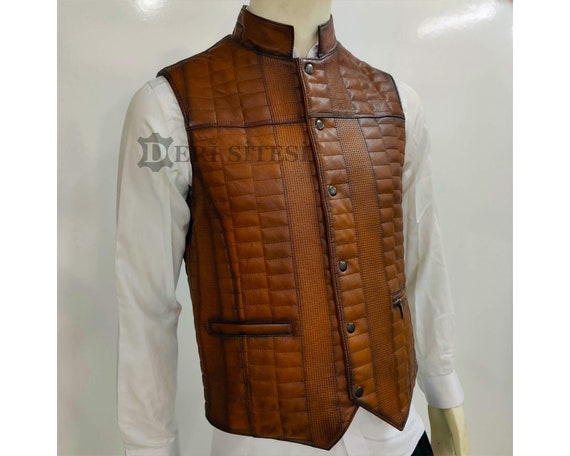 Mens Leather Vest 100 Lamb Soft Leather Vest Brown Leather Vest