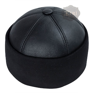 Leren hoed Leren pet Wintermuts Zwartleren warme beanie met stretch muts van schaapsleer - wintercadeau - gratis expresverzending