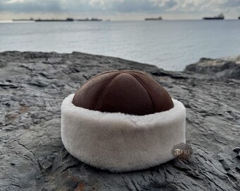 Sheepskin Hat Whisky Fur Hat: Unique Shearling Beanie for