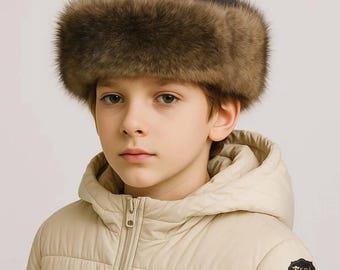 Boys Winter Hat - Sheepskin Kids Leather Hats – Handmade Fur Cap, Warm Lambskin Gift