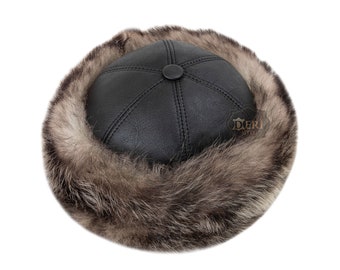 Unisex Shearling Sheepskin Winter Fur Hat - Handmade Leather Hat - S - M - L - XL - 2XL - Fast Shipping