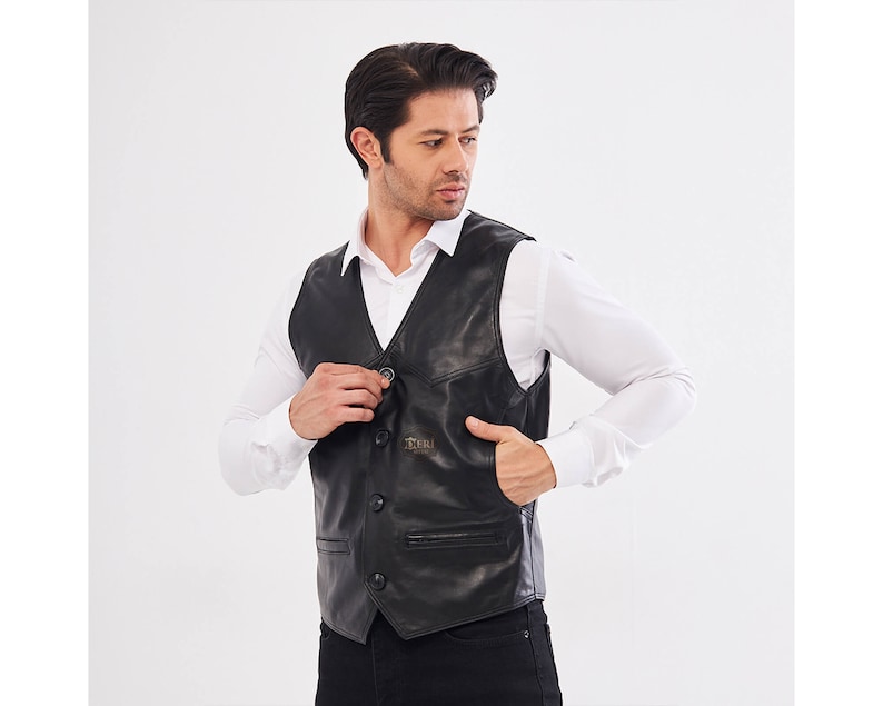 Mens Genuine Leather Vest: Classic Meets Modern with High-Quality Craftsmanship - Stylish & Versatile - Unique Gift for Him - Perfect for Any Occasion
