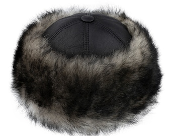 Unisex Shearling Sheepskin Winter Fur Hat - Chapeau en cuir fait à la main - S - M - L - XL - 2XL - Expédition rapide