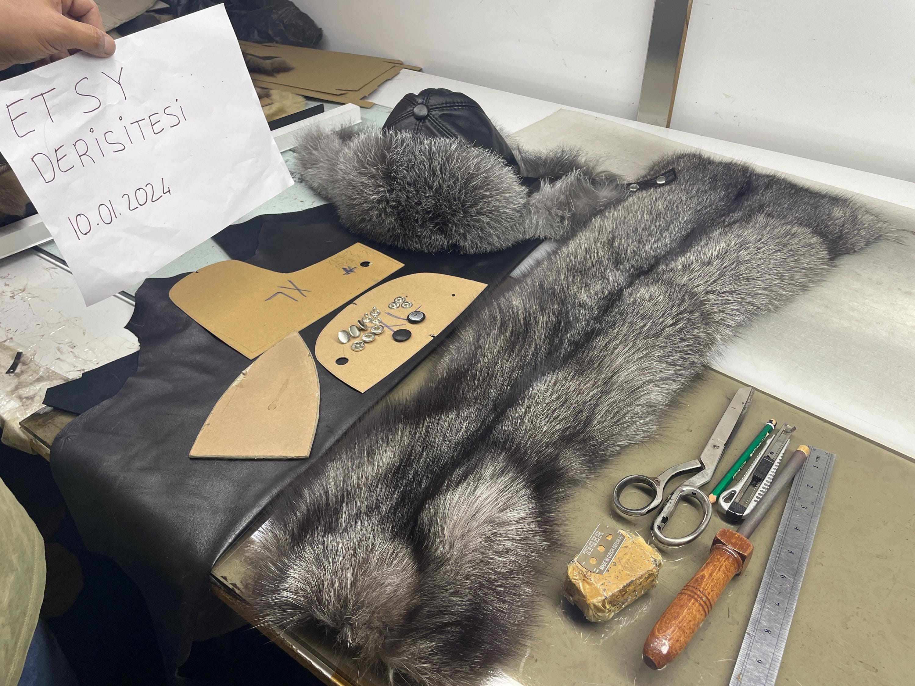 The Fur Vault Genuine Silver Fox Fur & Lamb Leather Ushanka Trapper Hat MEN main image 3