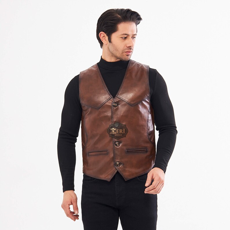 Mens Genuine Leather Vest: Classic Meets Modern with High-Quality Craftsmanship - Stylish & Versatile - Unique Gift for Him - Perfect for Any Occasion