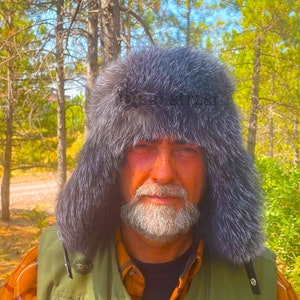 Chapeau homme en fourrure argentée, chapeau de trappeur, chapeau en fourrure de renard argenté, chapeau de mode S139 image 7