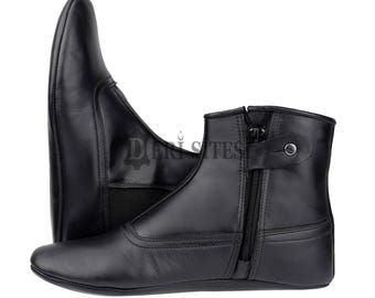 Home Slippers Leather Socks – Khuffain Calfskin Islamic Mest Shoes, Black Winter Feet Warmer