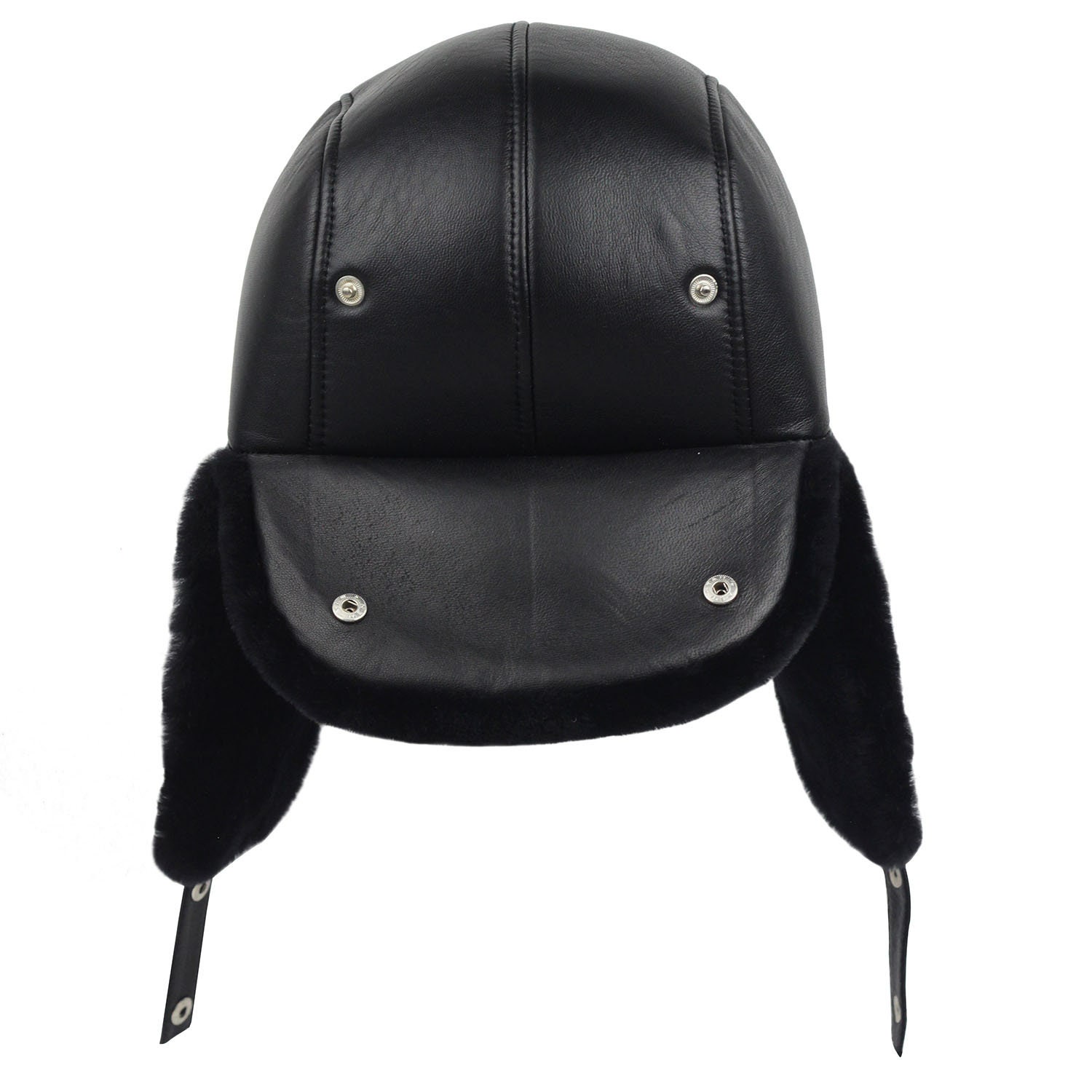 Sheepskin Leather Bomber Hat Winter Trapper Ushanka Aviator Etsy