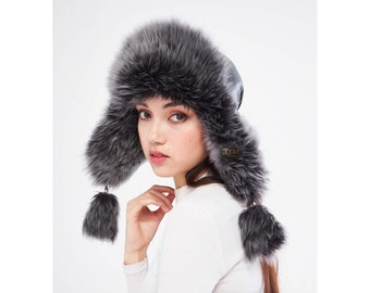 Restez au chaud par temps froid : chapeau Ushanka pour femme en fourrure de mouton grise fait main - Derisitesi