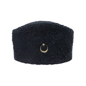 Atatürk Kalpak Hat – Black Sheepskin Handmade Turkish Leather Hats, Winter Cap, Crescent Star