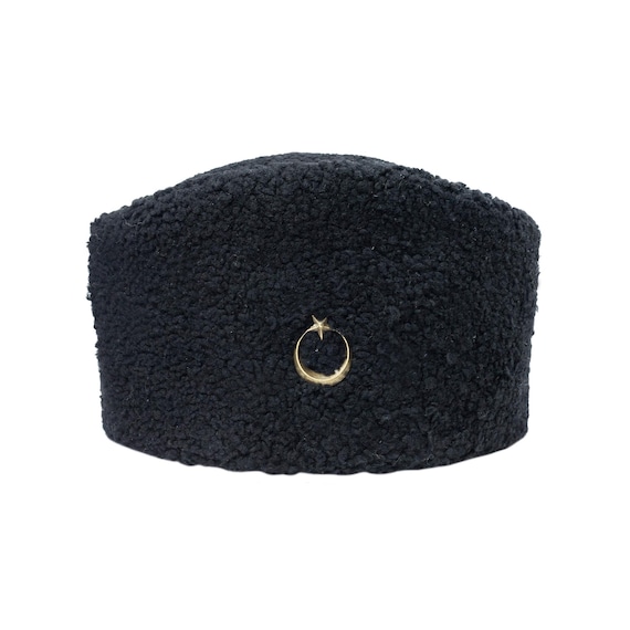 ヴィンテージ ブラックアムーア HAR ターバンブローチ Atatürk Kalpak Hat – Black Sheepskin Handmade Turkish Leather Hats