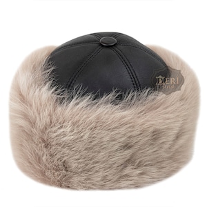 Unisex Shearling Sheepskin Winter Leather Fur Beanie Hat - Handmade Leather Hat - S - 2XL - Fast Shipping - Unique Winter Christmas Gift