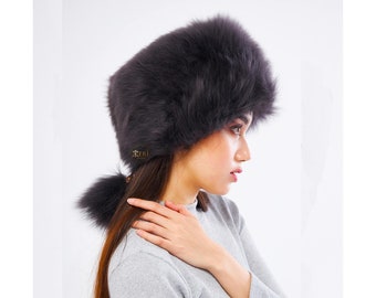Women's Dark Brown Sheepskin Fur Hat | Stay Warm and Stylish This Winter | Derisitesi - BS187