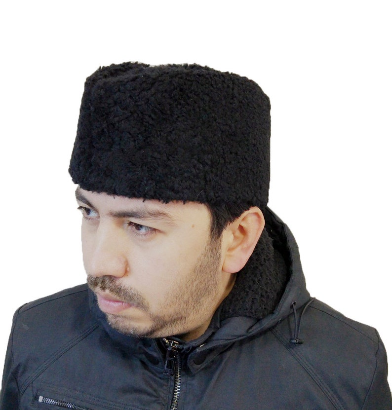 Chapeau kalpak anatolien en peau de mouton noir Chapeau en cuir fait main Chapeau turc Papakha image 7