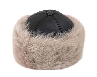 Lambskin Fur Winter Hat – Handmade Unisex Leather Beanie, Shearling Sheepskin Cap for Cold Weather
