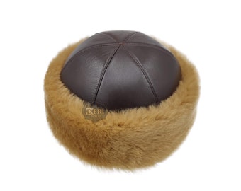 Brown Leather Fur Hat for Men - Women | Stay Warm - Stylish This Winter