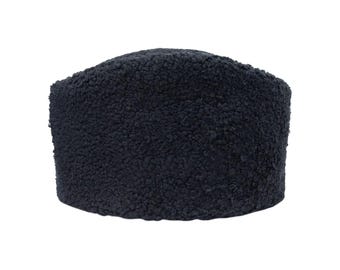 Kalpak Ataturk Hat - Turkish Hats, Black Sheepskin Handmade Leather Anatolian Papakha Winter Cap