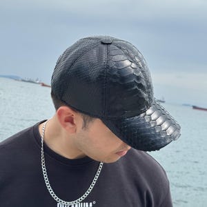 100% Genuine Python Snakeskin Baseball Cap - Handmade, Adjustable & Luxe - Unique Fashion Statement - Christmas Gift For Him, Gift For Her