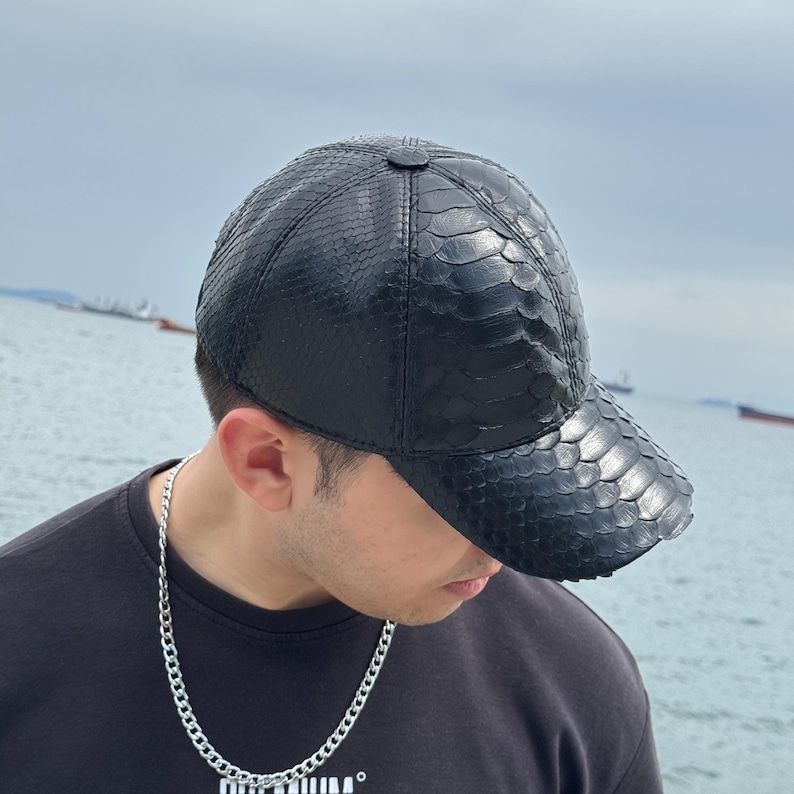100% Genuine Python Snakeskin Baseball Cap - Handmade, Adjustable & Luxe - Unique Fashion Statement - Christmas Gift For Him, Gift For Her