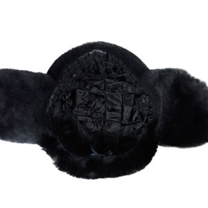 Chapeau aviateur en cuir et peau de mouton retournée Ushanka pour homme, trappeur russe, noir Chapeau en cuir fait main image 6