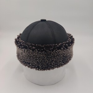 Shearling Sheepskin Leather Fur Hat – Unisex Winter Cap, Handmade Genuine Lambskin Warm Headwear image 11