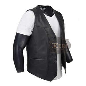 Black Leather Vest for Men - High Quality Handmade Vest for Anniversary Gift - 100% Real Leather Sheepskin Vest - Leather Waistcoat for Men