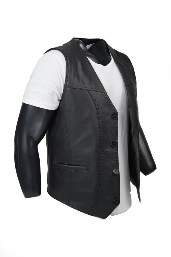 black leather vest