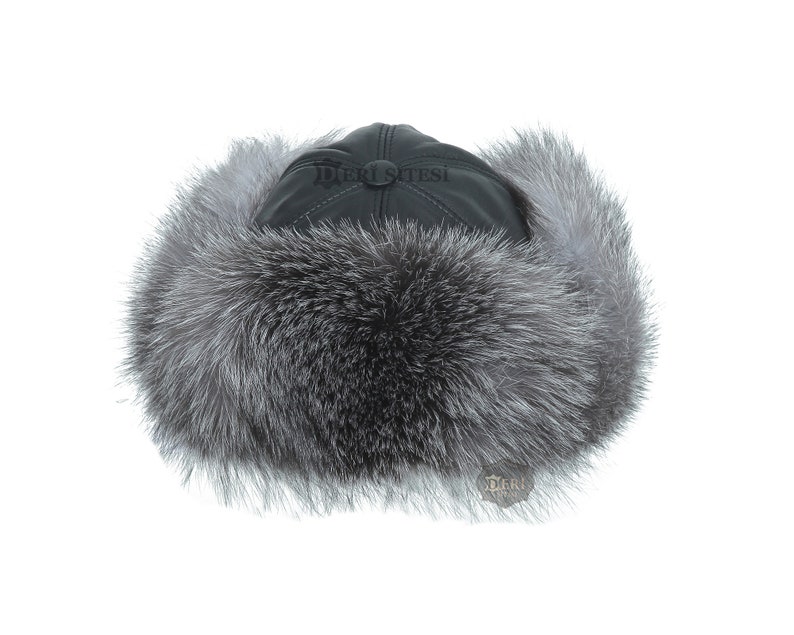 Chapeau homme en fourrure argentée, chapeau de trappeur, chapeau en fourrure de renard argenté, chapeau de mode S139 image 8