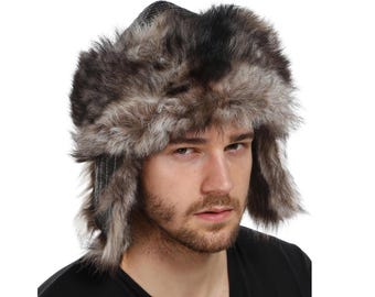 Mongolian Hat - Fur Sheepskin Hats – Handcrafted Unisex Winter Trapper, Traditional Leather Shearling Cap