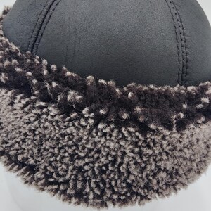 Shearling Sheepskin Leather Fur Hat – Unisex Winter Cap, Handmade Genuine Lambskin Warm Headwear image 5