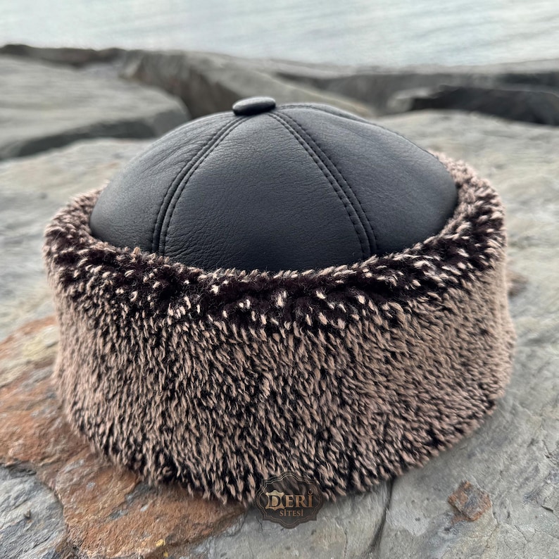 Shearling Sheepskin Hat - Genuine Leather Winter Fur Cap - Unisex, Handmade, and Luxurious - Warm Hat - Unique -Christmas Gift Ideas