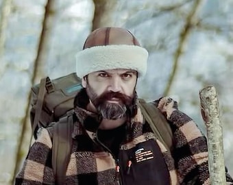 Men’s Winter Outdoor Hat, Camping Hats – Genuine Leather - Sheepskin Beanie - Fur Lining Cap