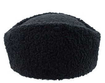 Cappello Kalpak anatolico in pelle di pecora nera - Cappello in pelle fatto a mano - Cappello turco - Papakha