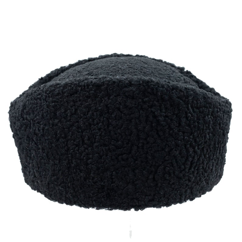 Chapeau kalpak anatolien en peau de mouton noir Chapeau en cuir fait main Chapeau turc Papakha image 1