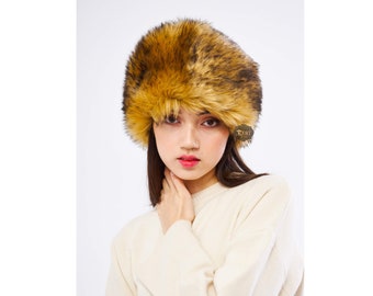 Chapeau en fausse fourrure de loup respectueux de l'environnement : chaleur et style (idée cadeau !) - Chapeau d'hiver en fourrure pour femme - Derisitesi