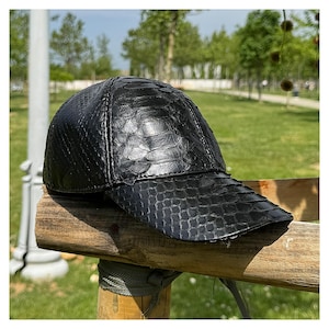 Genuine Python Snakeskin Cap, Handmade Leather Baseball Hat, Adjustable Luxury Hat, Real Snake Skin, Mens Gift, Womens Gift, Christmas Present