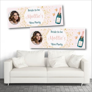 2 Personalised Photo Banners - Bride To Be Hen Party Banners - Any Name