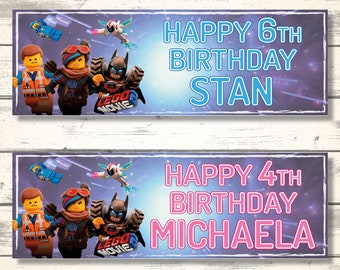 2 x Lego Movie 2 Personalised Birthday Banners