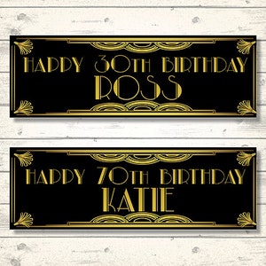 2 Personalised Gatsby Banners - Any Name - Any Age