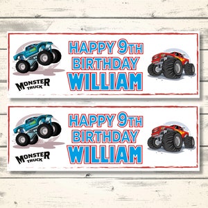 2 Personalised Monster Truck Birthday Banners - Any NAME and Any AGE