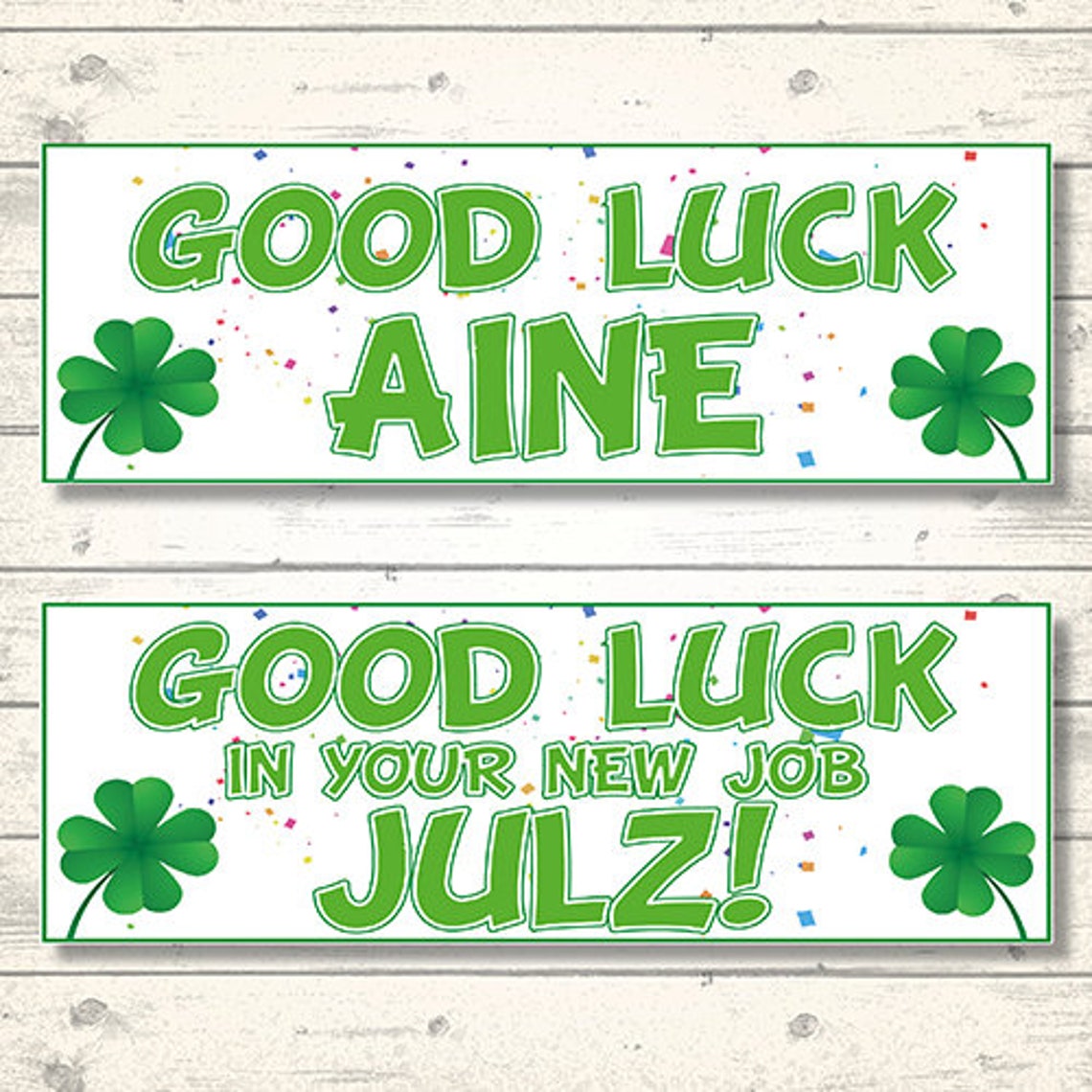 2 Personalised Good Luck Banners Any NAME Any MESSAGE | Etsy