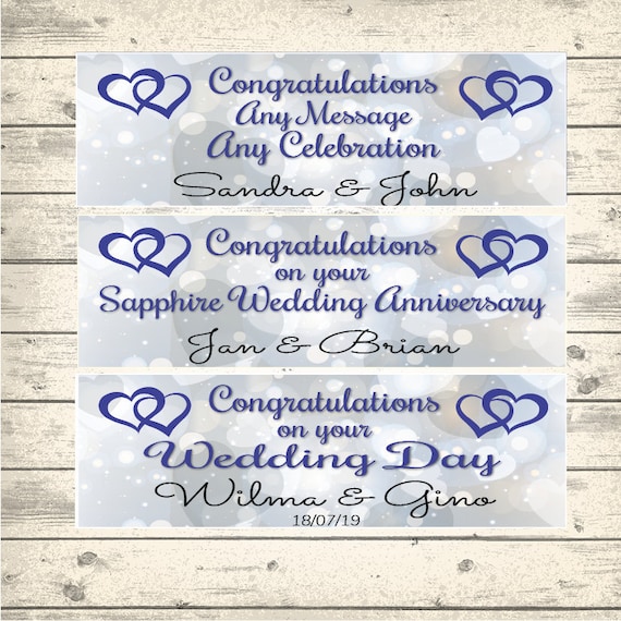 2 Personalised Sapphire Wedding Anniversary Party Celebration Banners Posters
