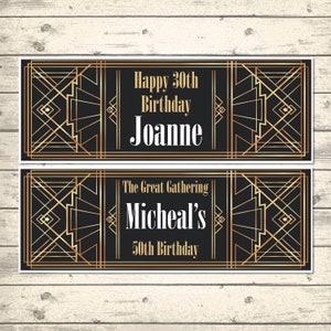 2 Personalised Gatsby Banners Design 3 - Any Name - Any Age - Great Gathering