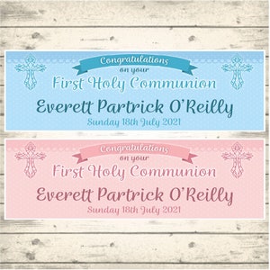 2 Personalised First Holy Communion Banners - Congratulation on your