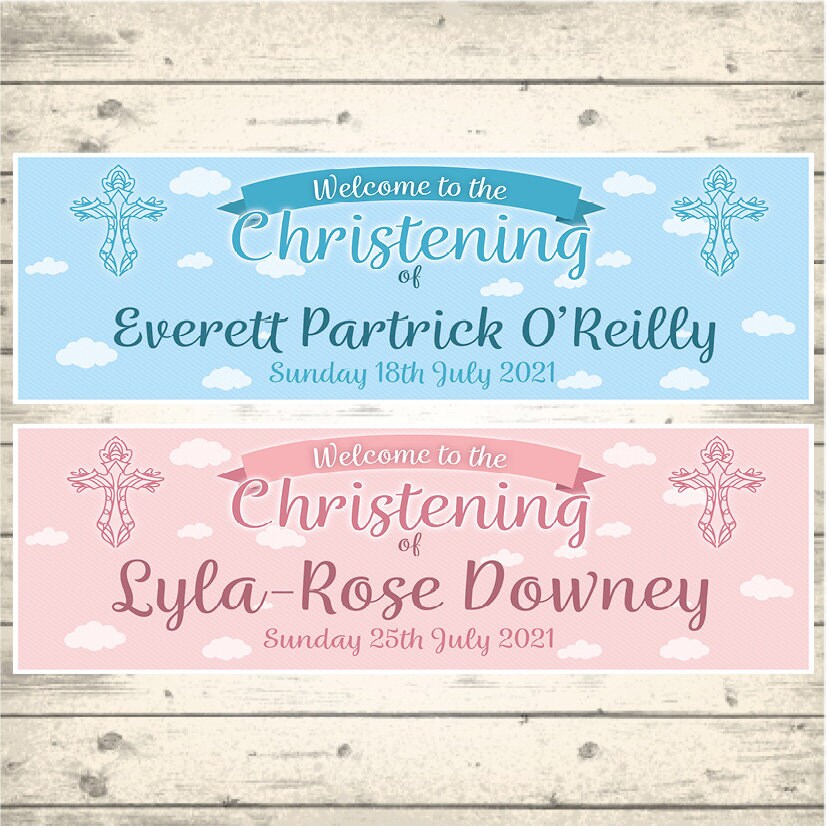 2 Personalised Christening Banners Design 2 To Etsy UK