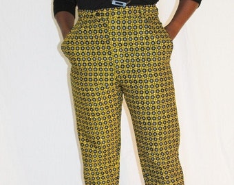 Wax pants, cotton printed pants