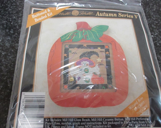 Wizard Boo Mill Hill Beaded Counted Cross Stitch Buttoned & Beaded Kit Wizard Boo ...