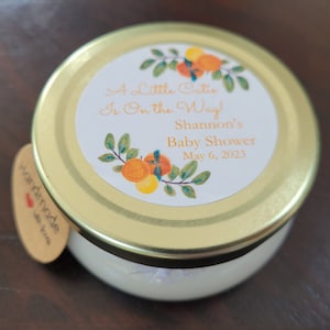 A Little Cutie is on the Way Soy 4 oz Candle favor.Little Cutie theme.Little cutie favors.Little cutie baby shower.Baby shower favors.