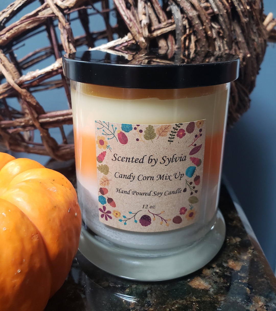 Candy Corn Colored Soy 12 Oz Candle.fall Color Candle.fall Decor.autumn