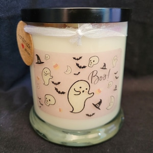 Pink Halloween Soy 12 oz Candle.Pink Halloween decor.Pastel Halloween Decor.Pink Halloween candle.Pastel Halloween candle.Halloween decor.